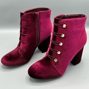 BOOTIES, BURGUNDY, 7.5